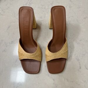 STAUD Sloane Heel Women's Tan and Brown Heeled Mules